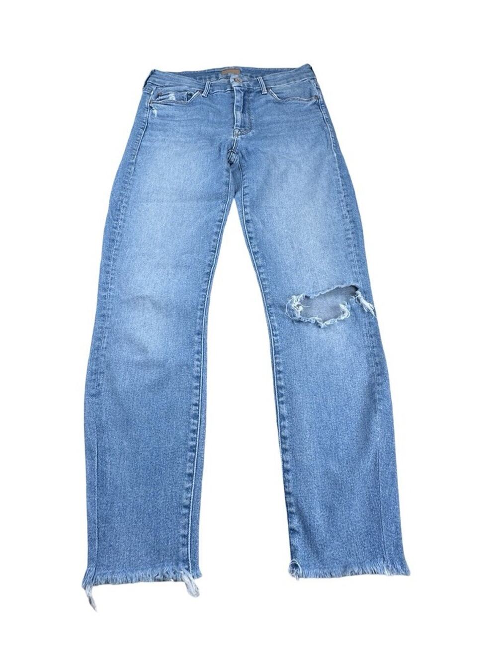 Mother Looker Ankle Fray Skinny Jeans Love Gun Distressed Size 26